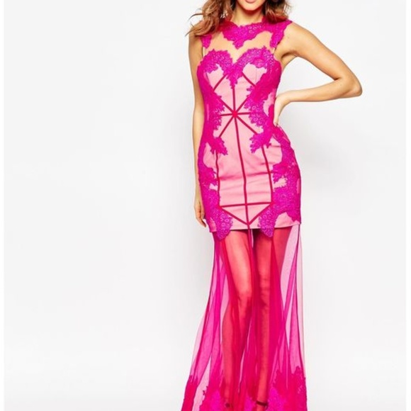Forever Unique Dresses & Skirts - Forever Unique Pink maxi Long dress mesh lace